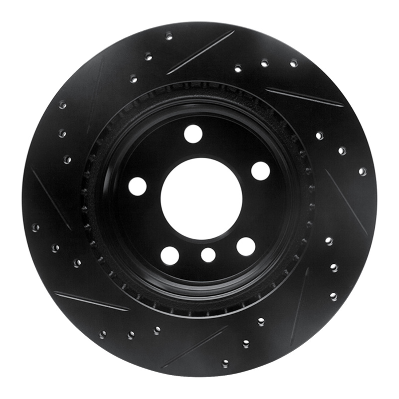 BMW 320I Brake Rotor (1) - Rear Right - R1 Concepts - Drilled & Slotted - Black - `06-`21